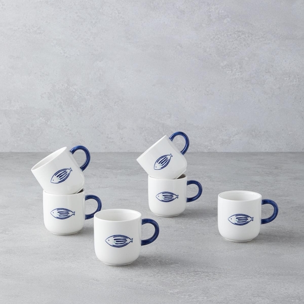 Marinique Stoneware 6-Piece Coffee Cup Set 130 ml Blue