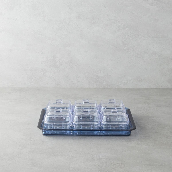 Axel Acrylic 6 Compartment Breakfast Bowl 25x35 cm Blue