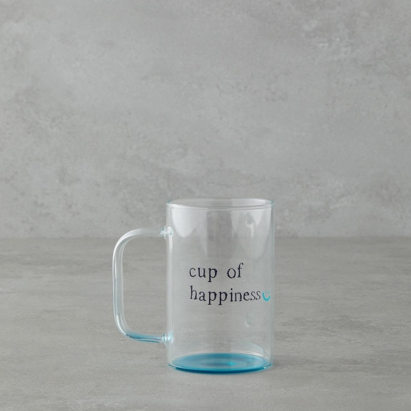 Cup of Happiness Glass Mug 270 ml Blue