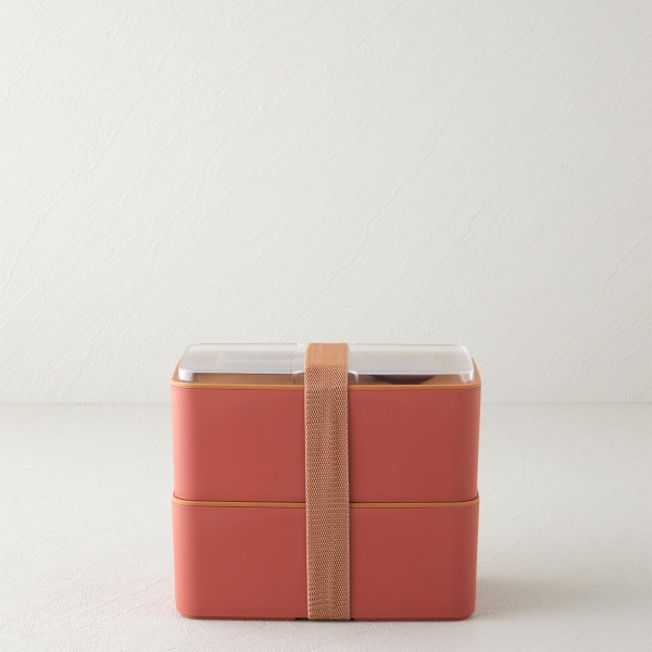 Mezaluna Time Plastic 2 Layer Lunch Box 1 L- 1 L Orange