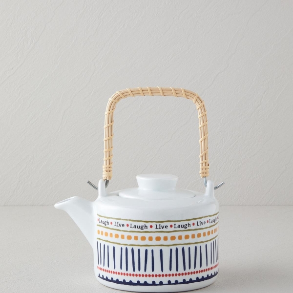 Wordy Porcelain Teapot 850 ml White - Navy Blue