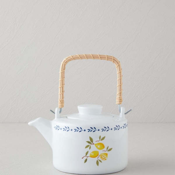 Lemony Porcelain Teapot 850 ml White - Yellow