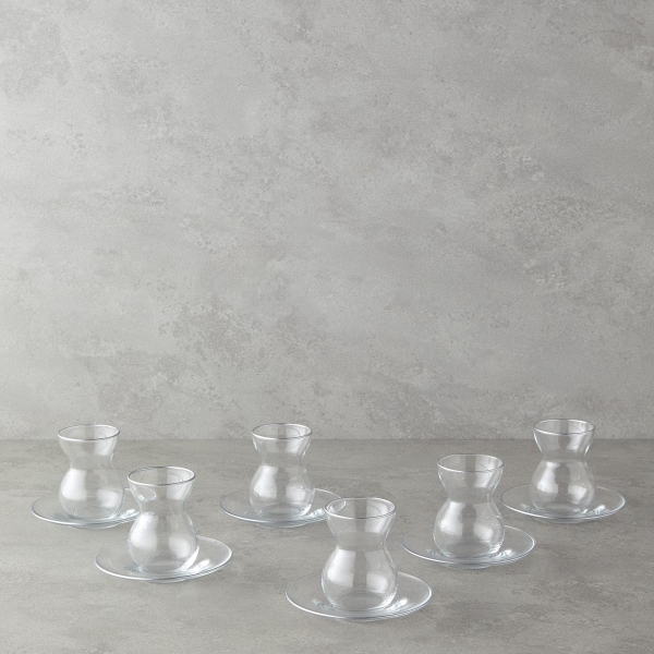 Stellar Glass 12 Piece Tea Set for 6 People 140 ml Silver
