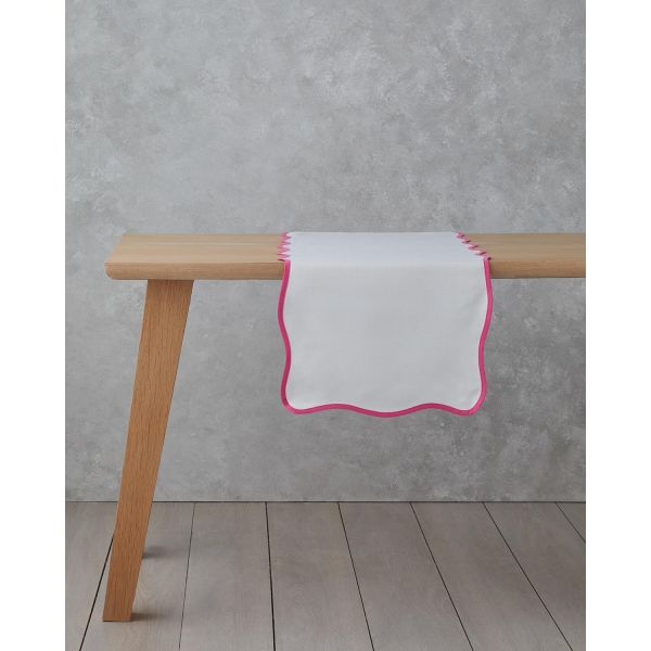 Summer Pink Polyester Runner 40x140 cm White - Pink