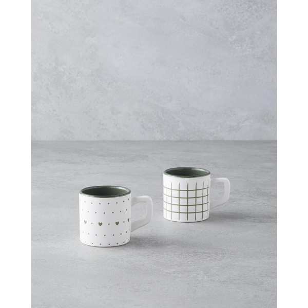 Remixy Ceramic 2-Piece Coffee Cup Set 110 ml Green