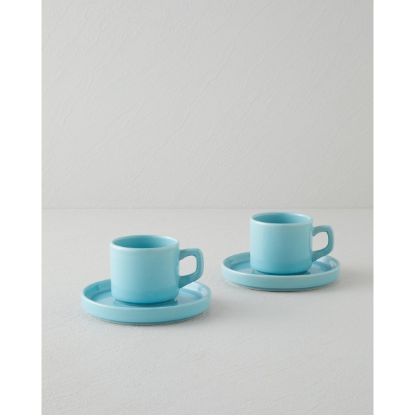 Coastal Bliss Ceramic 4 Piece Teacup Set for 2 People 184 ml Light Blue