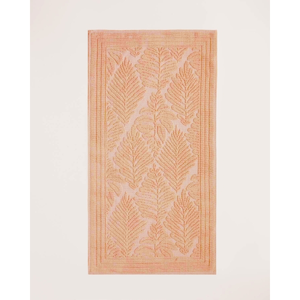 Leafy Cotton Loop Rug 120x180 cm Mustard-Cream