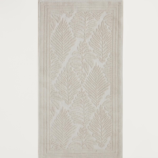 Leafy Cotton Loop Rug 120x180 cm Mustard-Cream