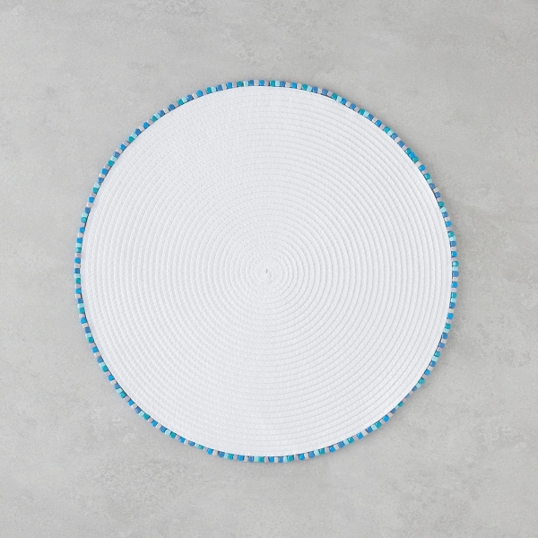 Fern PP 2-Piece Placemat 38 cm White - Blue