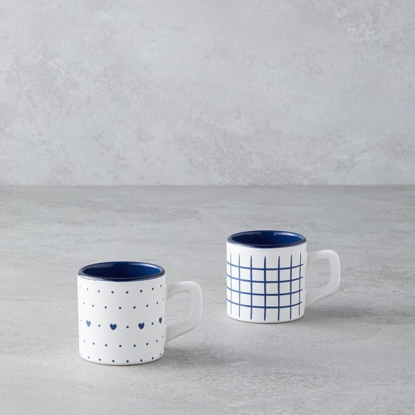 Remixy Ceramic 2-Piece Coffee Cup Set 110 ml Blue
