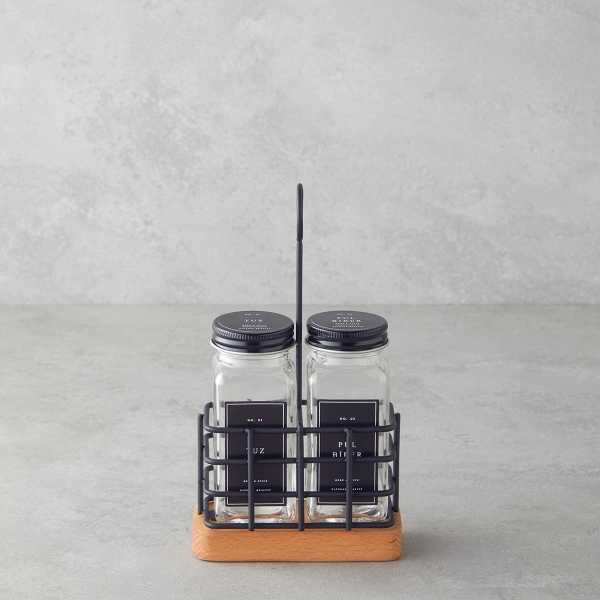 Zest Glass 2-Piece Salt and Pepper Shaker 20x11x5 cm Black