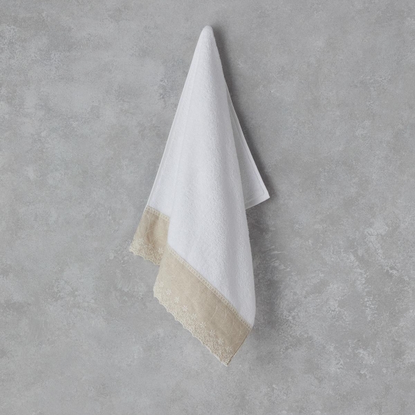 Linda Cotton Embroidered Face Towel 50x90 cm White