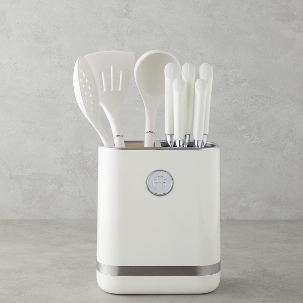 Sharp Cut Silicone, Stainless Steel 9 Piece Serving Utensil Knife Set 19x11x22 cm White