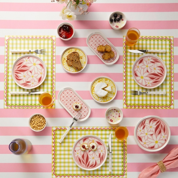 Splash Ceramic Breakfast Set 10 pieces for 4 people Red-Pink