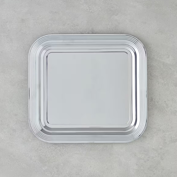 Glow Metal Tray 35x32.5 cm Silver
