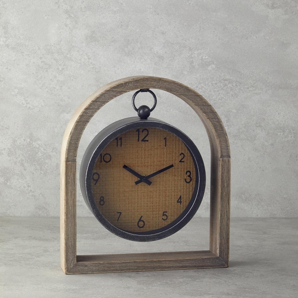 Pera Wooden Table Clock 25x28x5.5 cm Natural