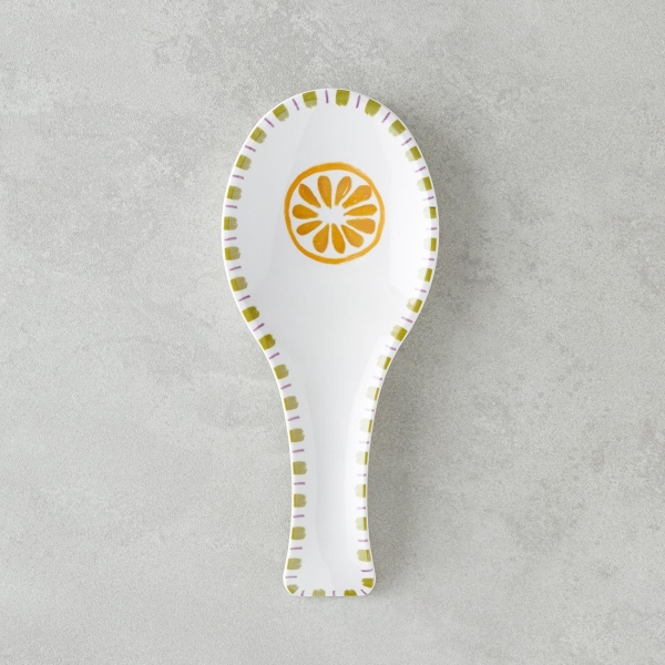 Lemon Melamine Cutlery Tray 24 cm White - Yellow