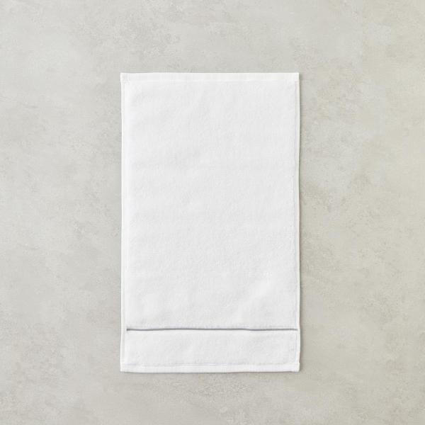 Chic Stripe Cotton Embroidered Hand Towel 30x50 cm White