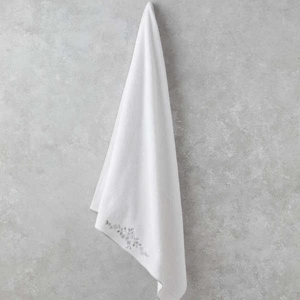 Lisa Cotton Embroidered Bath Towel 90x150 cm White