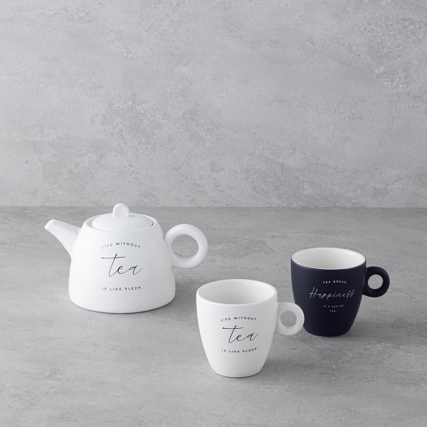Tea Time New Bone China Teapot Set 600 ml White