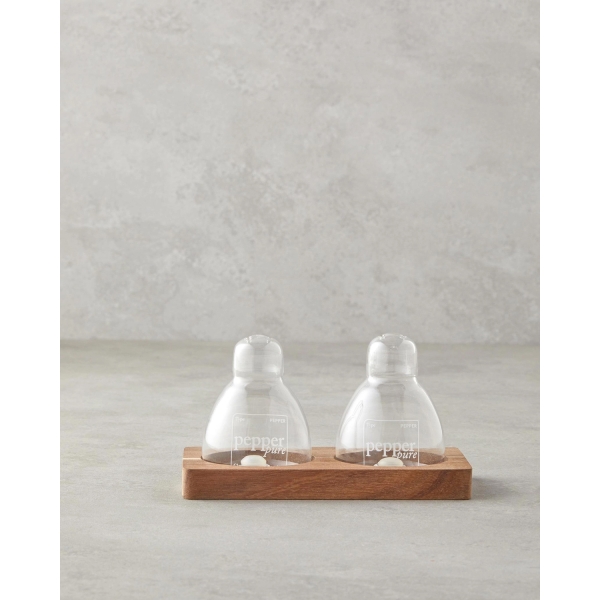 Octavia Borosilicate-Acacia 2-Piece Salt and Pepper Shaker 6x8 cm Transparent