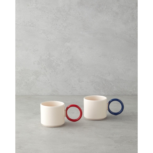 Twin Halo Ceramic 2-Piece Mug 184 ml Red - Navy Blue