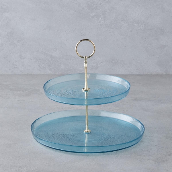 Aquacrest Glass Tiered Service 21x28 cm Blue
