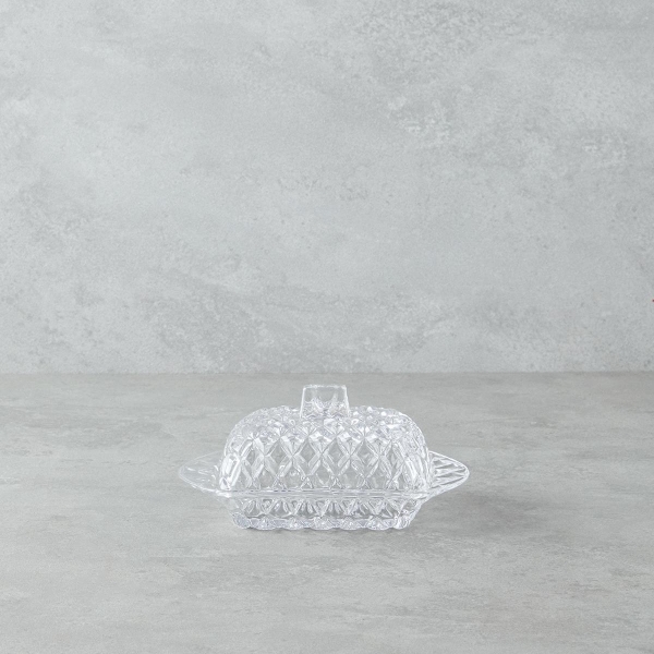 Crux Glass Butter Dish 17.5x11x10 Cm Transparent