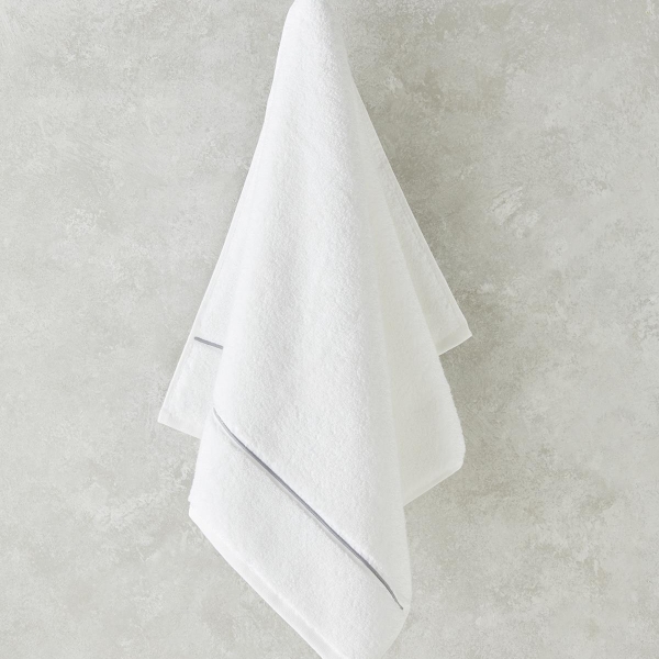 Chic Stripe Cotton Embroidered Face Towel 50x90 cm White