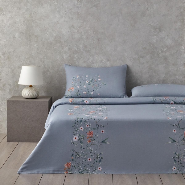Harmony Garden Crepe King Size Duvet Cover Set 240x220 cm Seledon