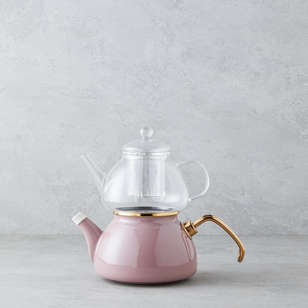 Eliza Enamel Mini Teapot 0.5 L + 1.1 L Dusty Rose