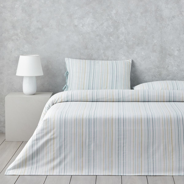 Cosmic Line Yarn Dyed Single Duvet Cover Set 160x220 cm Celedon