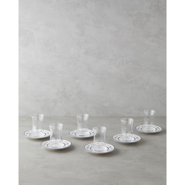 Lunessa Porcelain 12 Piece Tea Set for 6 People 165 ml Blue