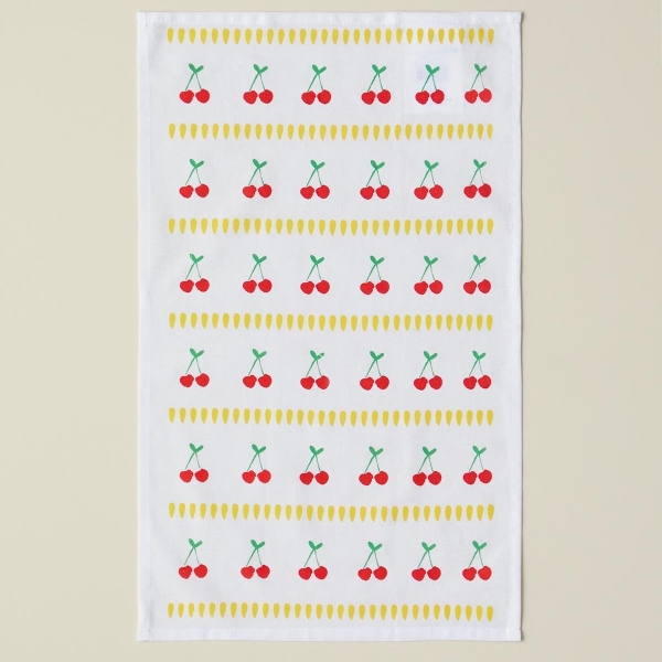 Cherries Cotton Drying Towel 30x50 cm Yellow-Red