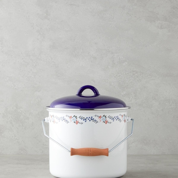 Azure Bloom Enamel Copper 20 cm White