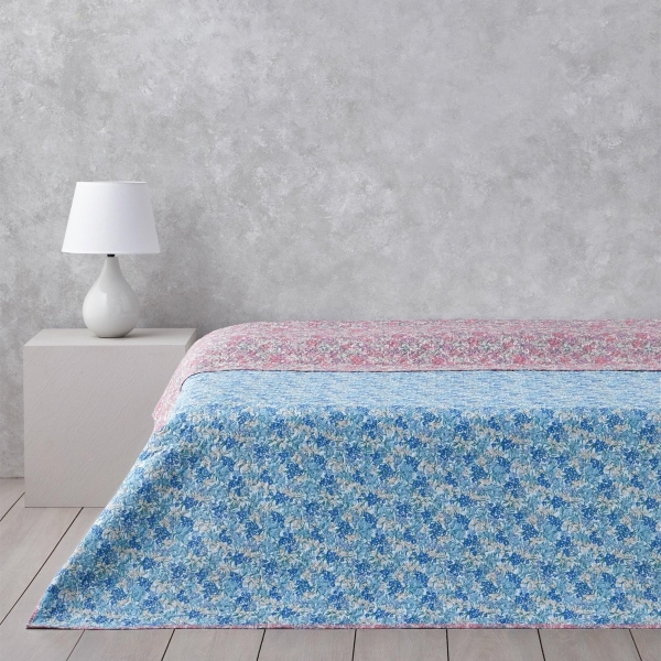 Floral Twilight King Size Multi-Purpose Bedspread 240x220 cm Blue