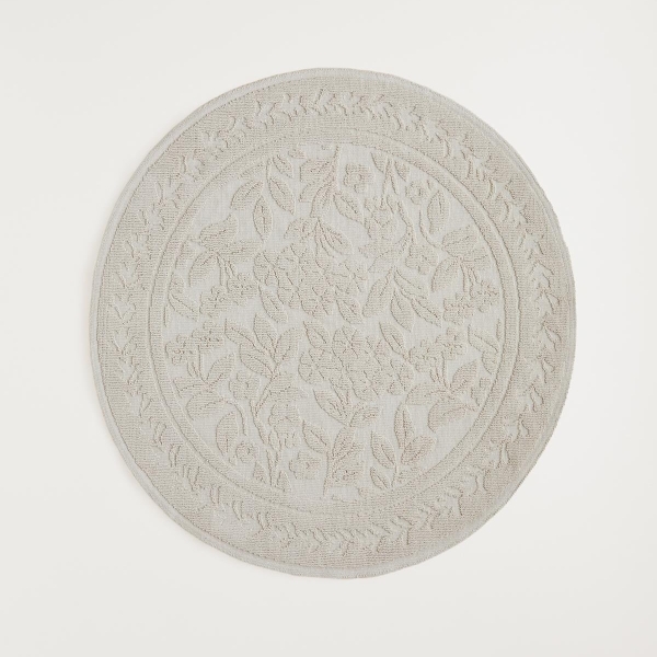Blossom Cotton Loop Rug 110x110 cm Cream