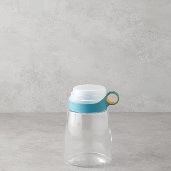Novia Glass Measuring Jar with Lid 1400 ml Blue-White
