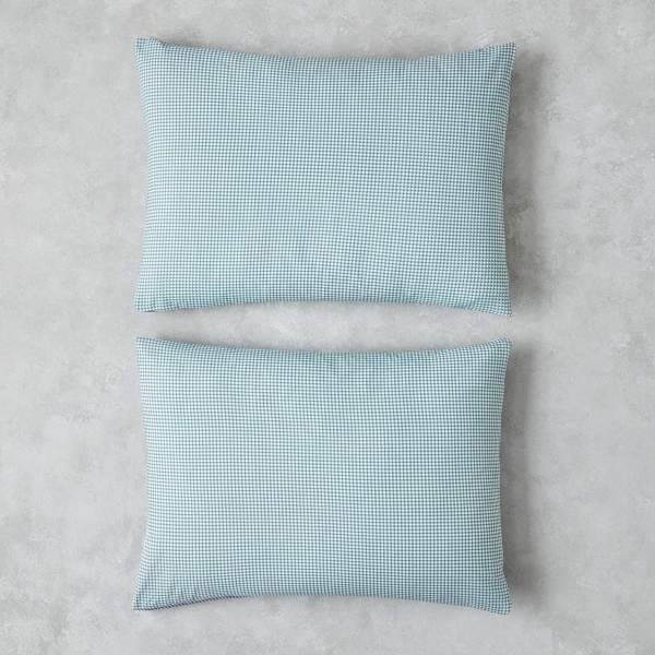 Petit Check Cotton 2-Piece Pillowcase 50x70 cm Green-Blue