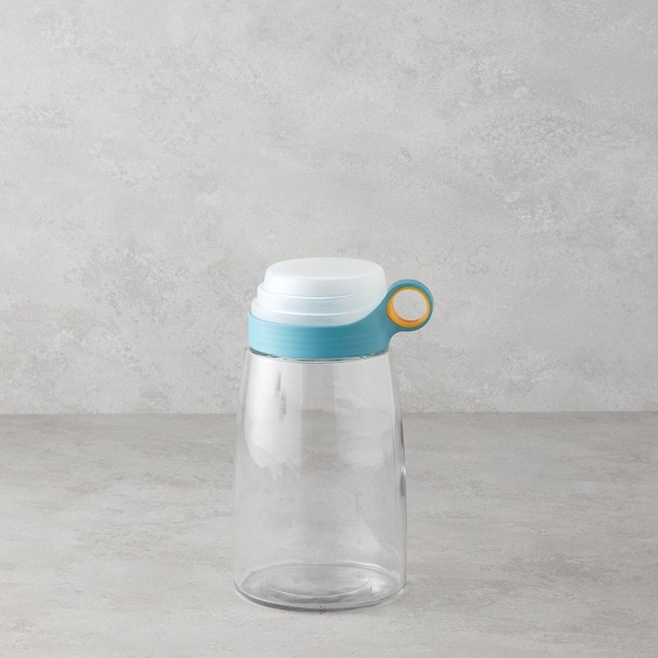 Novia Glass Measuring Jar with Lid 1800 ml Blue - White