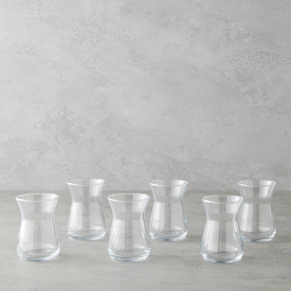 Velin Glass Tea Cup Set of 6 132 ml Transparent