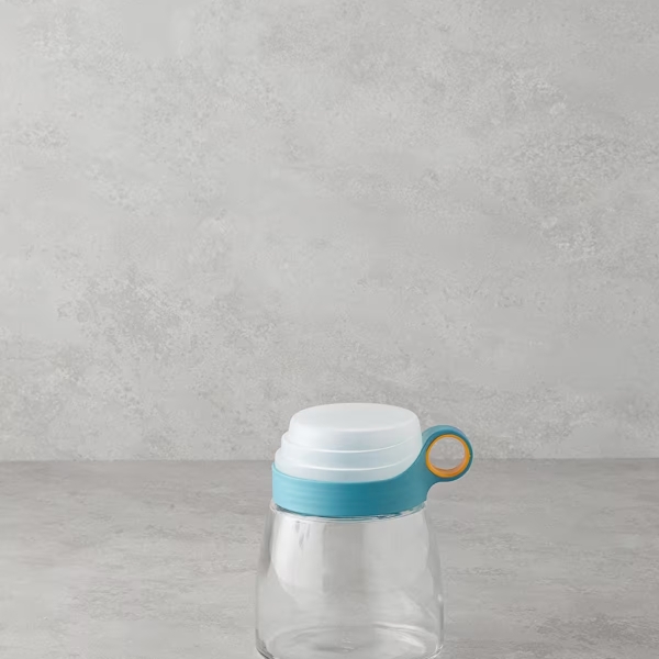 Novia Glass Measuring Jar with Lid 1000 ml Blue - White