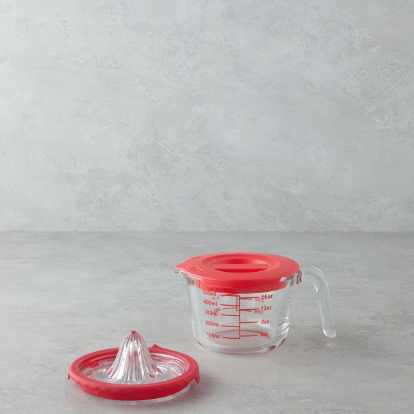 Hecha Glass Citrus Squeezer Measuring Cup Kitchen Utensil 500 ml Red