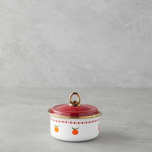 Orange Enamel Spice Jar 0.5L Red
