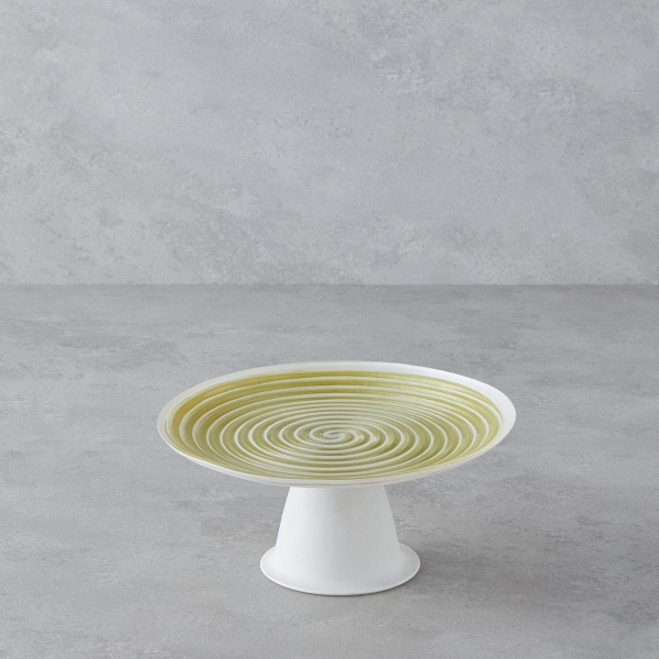 Swirly Glass Cake Stand 21 cm Green