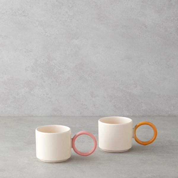 Twin Halo Ceramic 2-Piece Mug 184 ml Pink - Orange