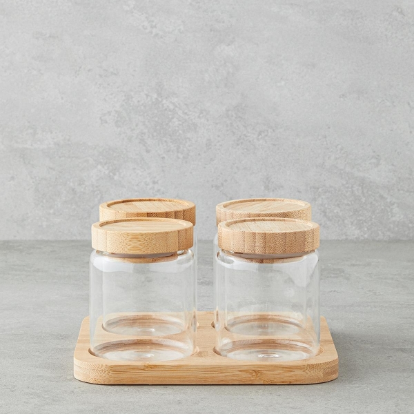 Monetta Glass 5 Piece Spice Shaker 300 ml Natural