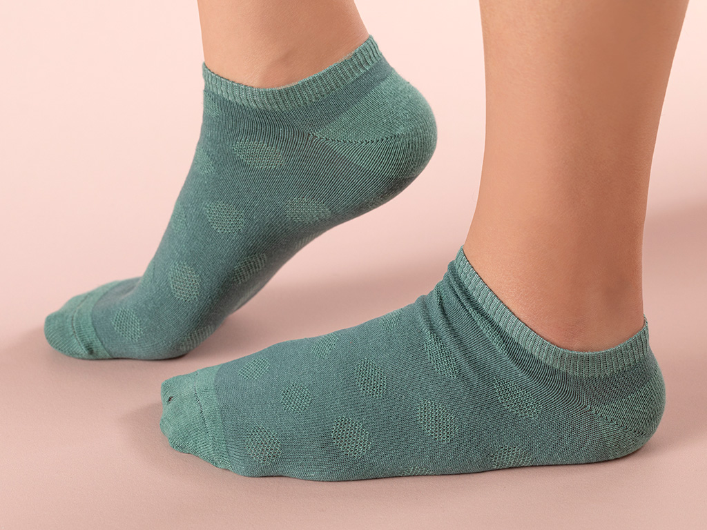 Cool Dot Cotton Women's Short Ankle Socks 36 - 40 - Green