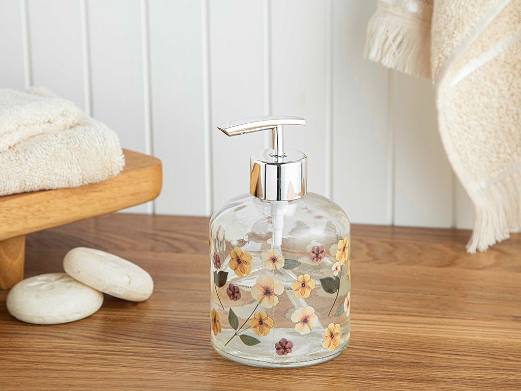 Unique Flowers Bathroom Liquid Soap Dispenser 8 x 14 Cm - Multicolor