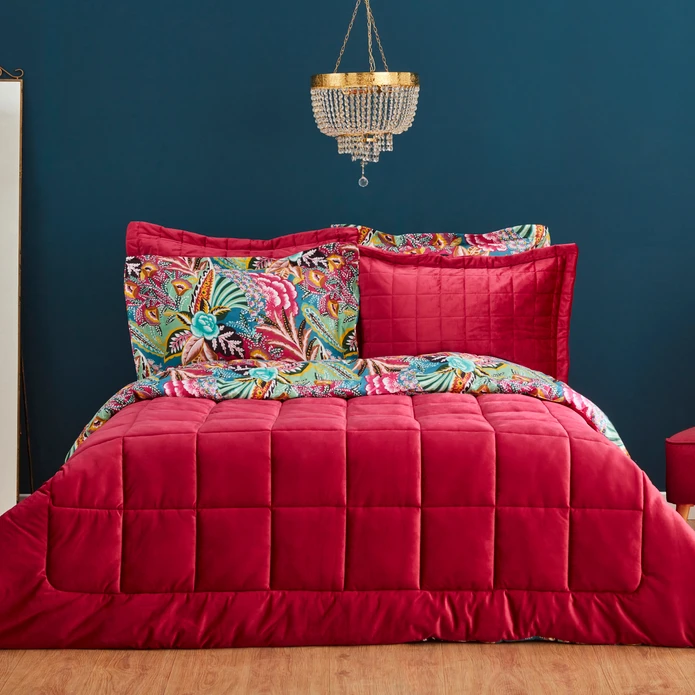 6 Pieces Audrey Double Luxury Bedspread Set 200 x 220 cm - Fuchsia